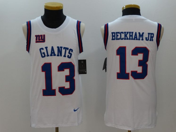 Men New York Giants #13 Odell Beckham Jr White Rush Player Name Number Tank Top stitched NFL Jerseys